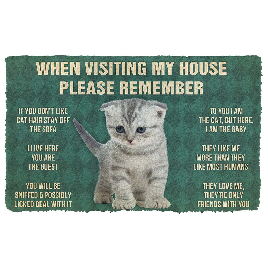 Gearhumans  Gearhuman 3D Please Remember Scottish Fold Kitten Cats House Rules Custom Doormat