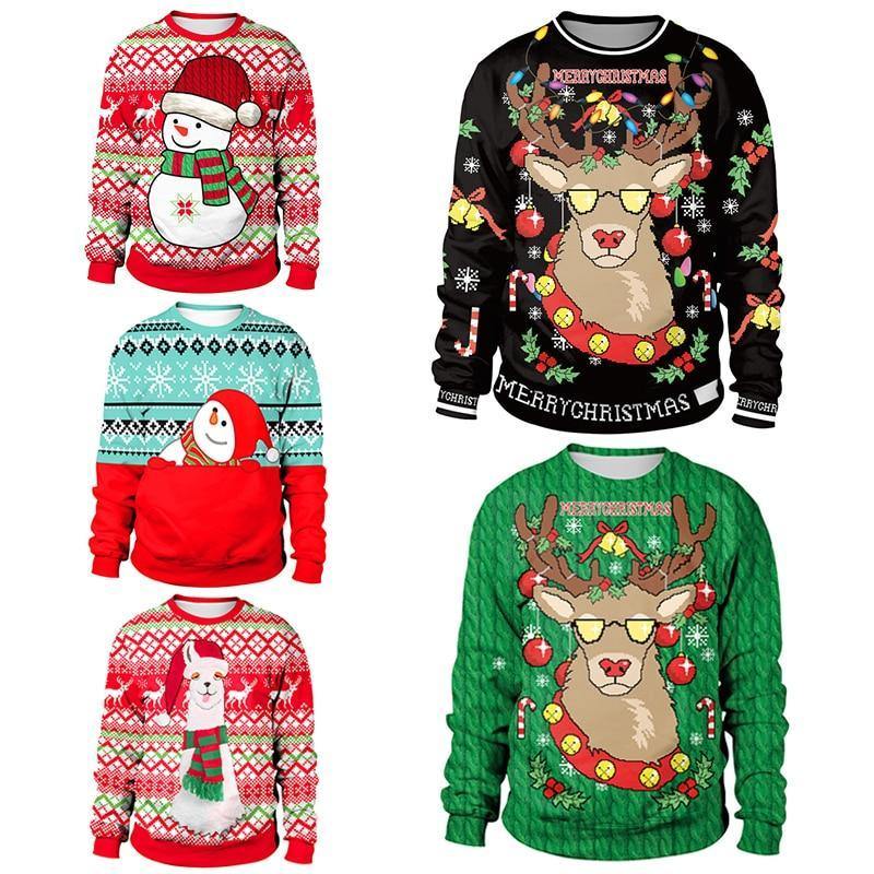 Ugly Christmas Sweater 2023 For Gift Santa Elf Funny Pullover Womens Mens Jerseys And Sweaters Tops Autumn Winter Clothing