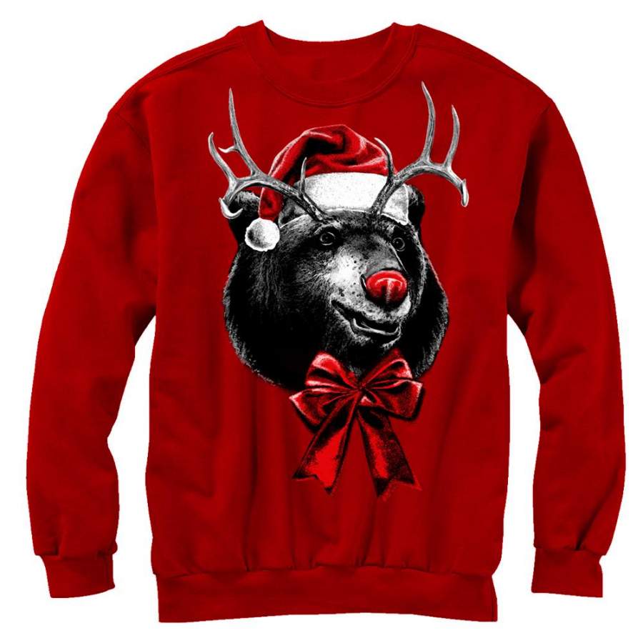 Lost Gods Men’s Ugly Christmas Rein-Bear  Sweatshirt Red