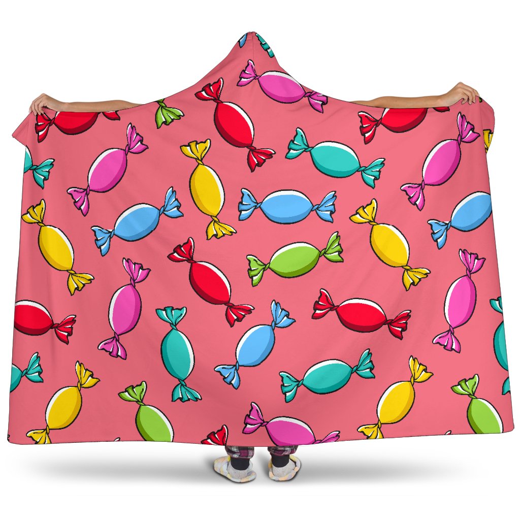 Colorful Wrapped Candy Pattern Hooded Blanket