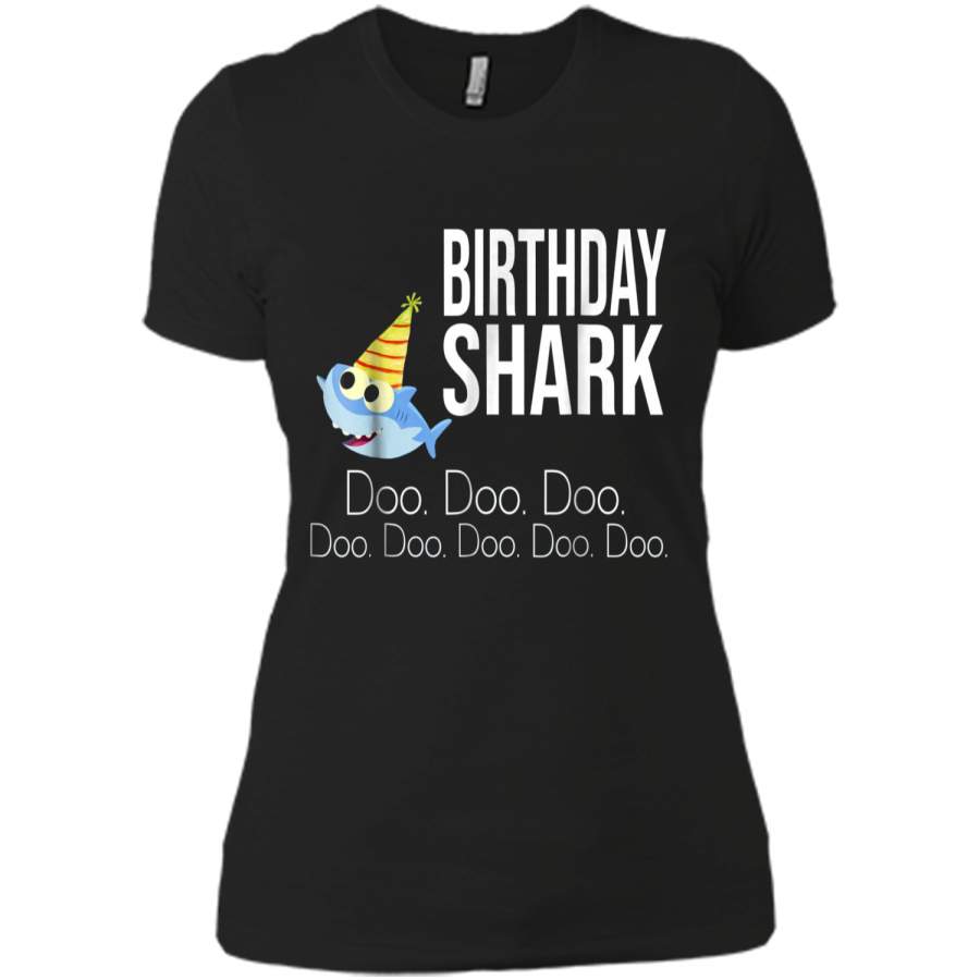 "Birthday Shark" Baby Mommy Daddy Matching Family  Next Level Ladies Boyfriend Tee