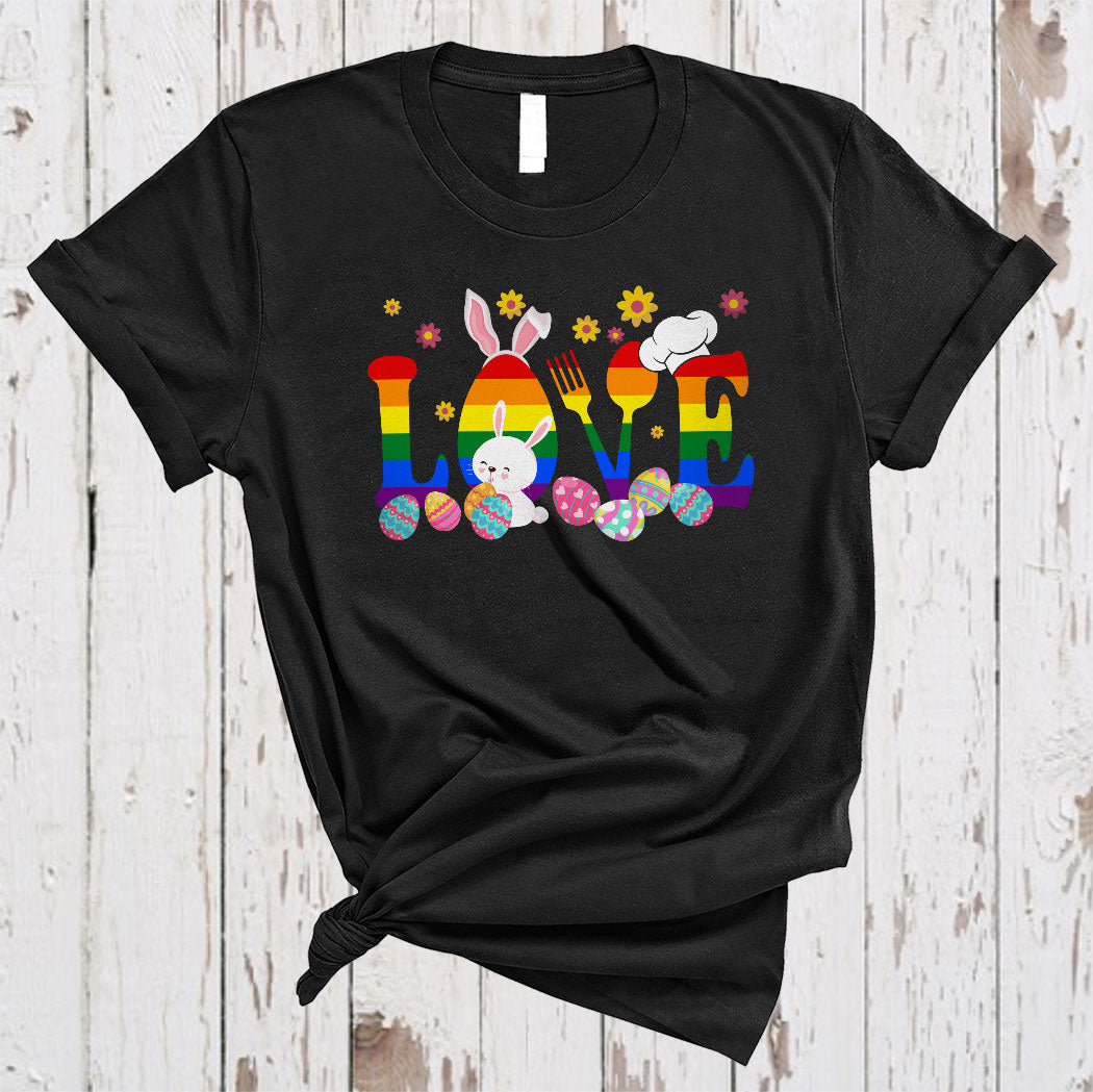 Love Cute Easter Day Lgbt Pride Flower Egg Hunting Bunny Lunch Lady Lover Gifts T-Shirt