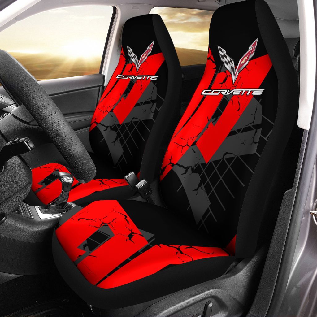 Chevrolet Corvette  Car Seat Cover (Set Of 2) Ver 7 (Red)