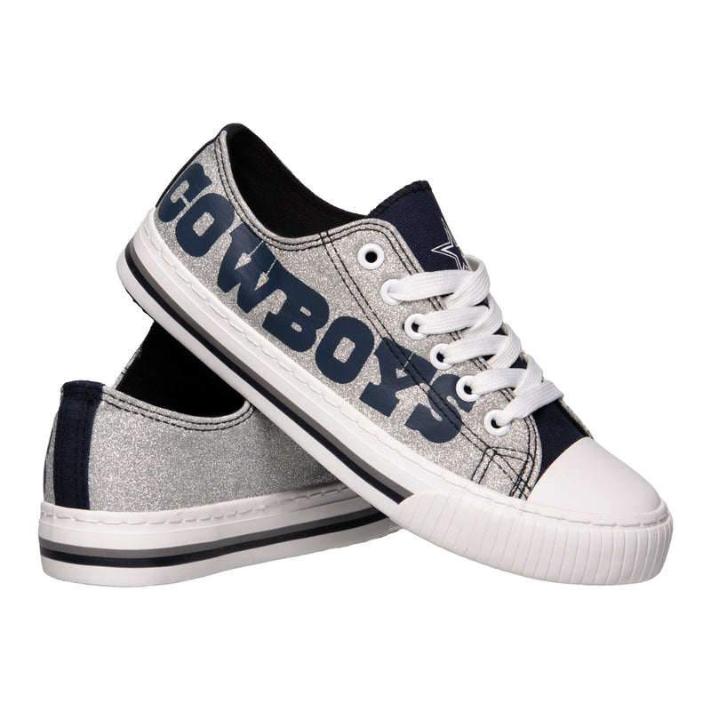 Dallas Cowboys NFL Womens Glitter Low Top Canvas Shoes