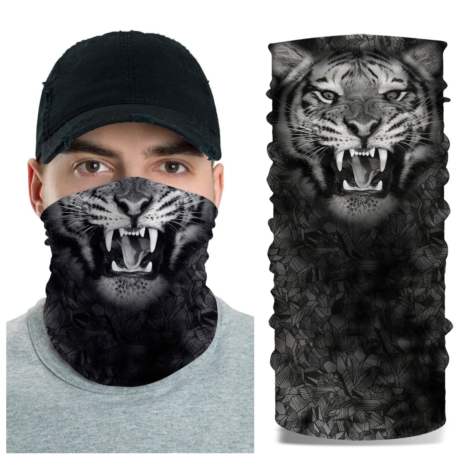 3D White Tiger Neck Gaiter