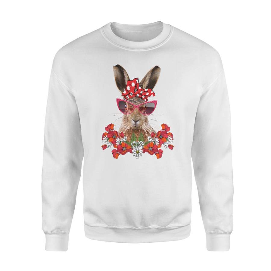 Rabbit Mom Flower Bow – Premium Fleece Sweatshirt