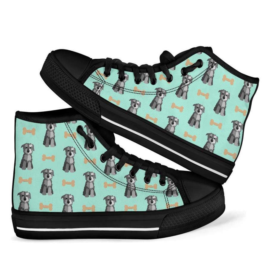 Schnauzer Dog Puppy Print Pattern Men Women’s High Top Shoes