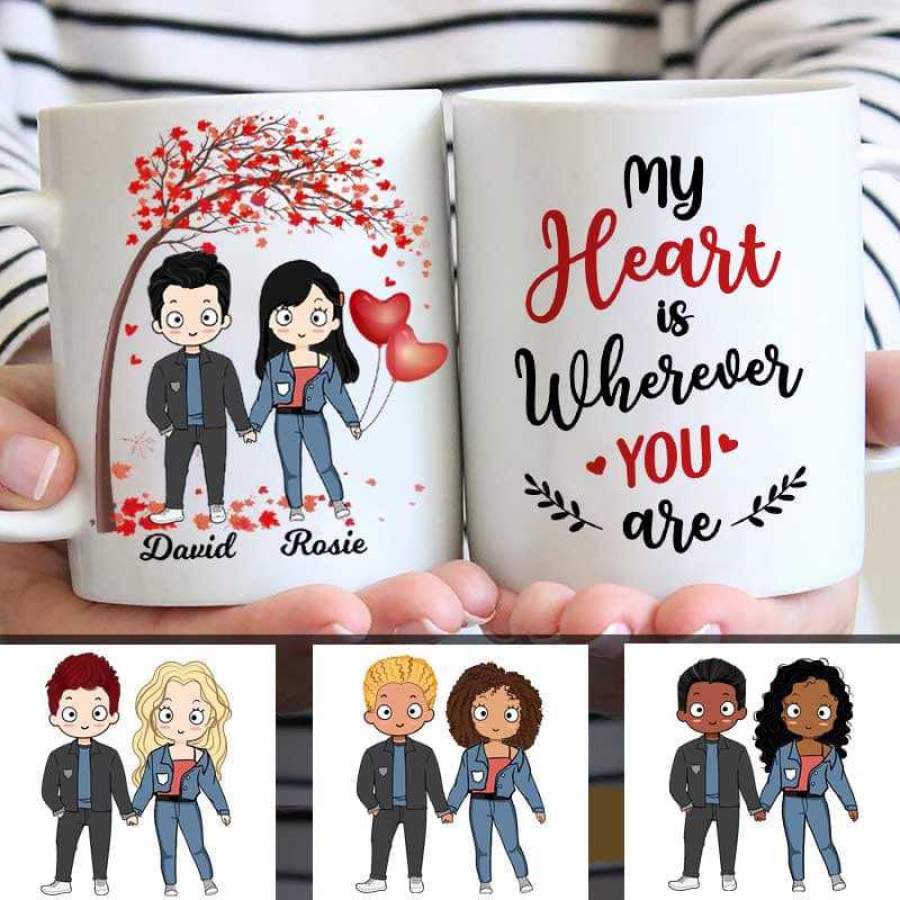 Chibi Couple Valentine Tree Personalized AOP Mug