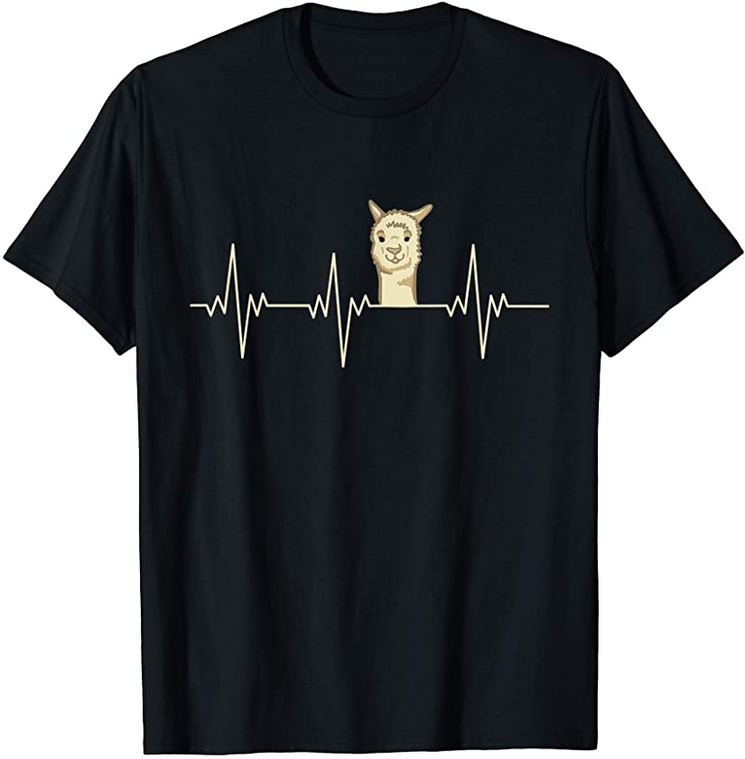 Alpaca Llama animal Heartbeat gift design T-Shirt