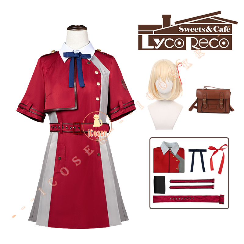 Anime Lycoris Recoil Nishikigi Chisato Inoue Takina Cosplay Costume Wig Short Sleeve JK Uniform Dress Outfit Girl Backpack Women alx