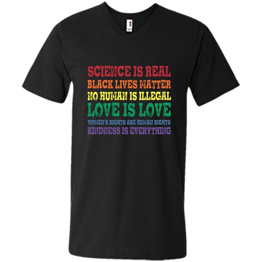 Science Is Real Black Lives Matter No Human Is Illegal Love Is Love – Canvas Unisex V-Neck Shirt