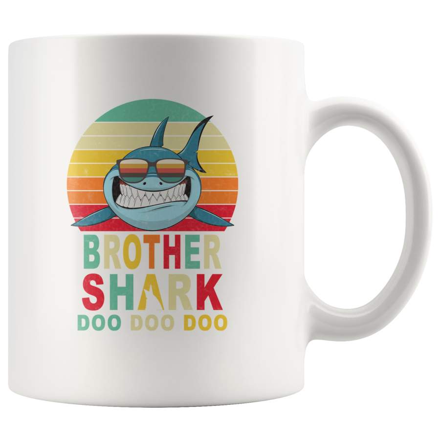 Vintage Retro Uncle Shark doo doo doo white gift coffee mug