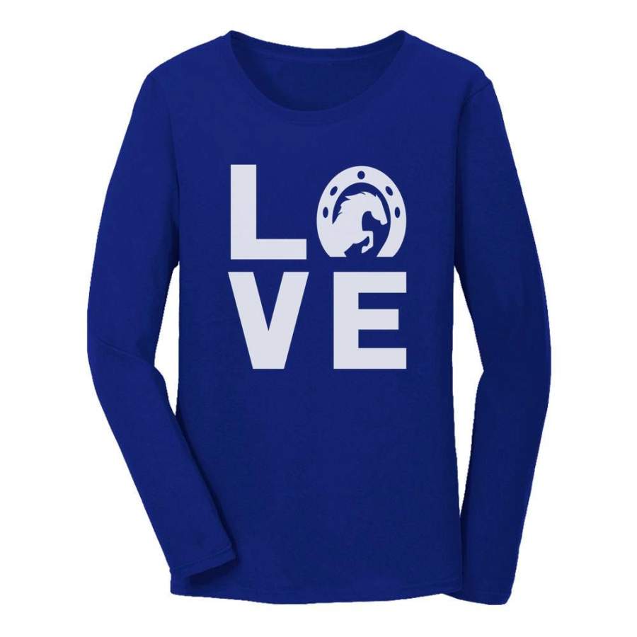 Animal Lover Rearing Horse – Love Horses – Horseshoe Women Long Sleeve T-Shirt