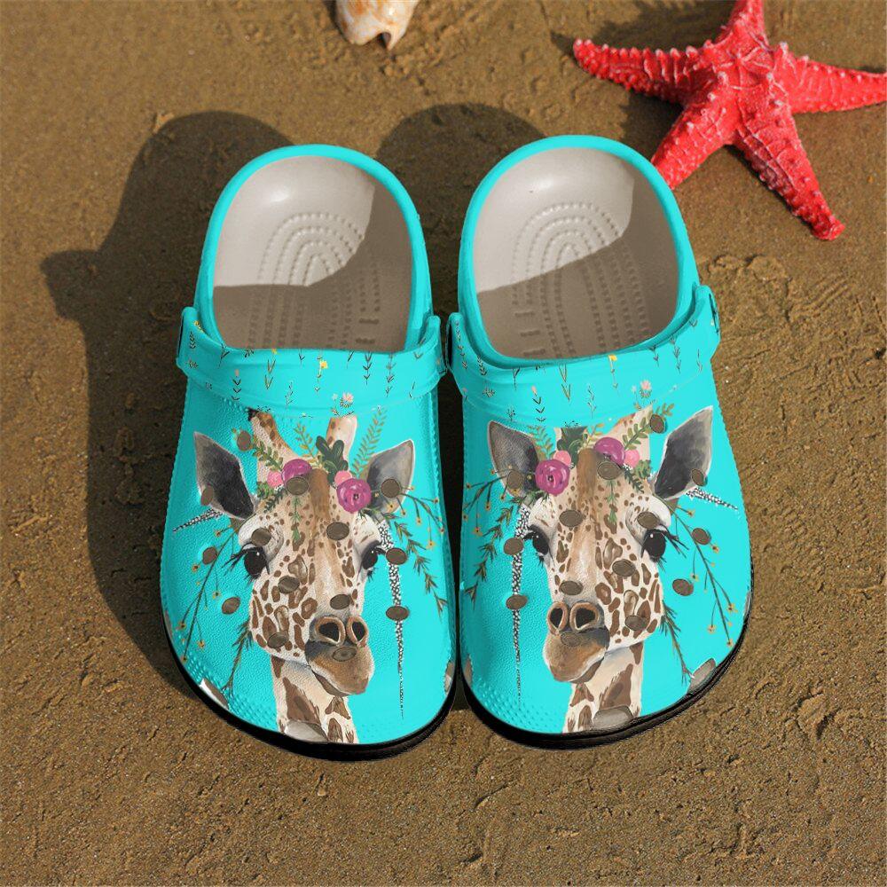 Giraffe Personalized Clog, Custom Name, Text, Color, Number Fashion Style For Women, Men, Kid, Print 3D Flower Giraffe