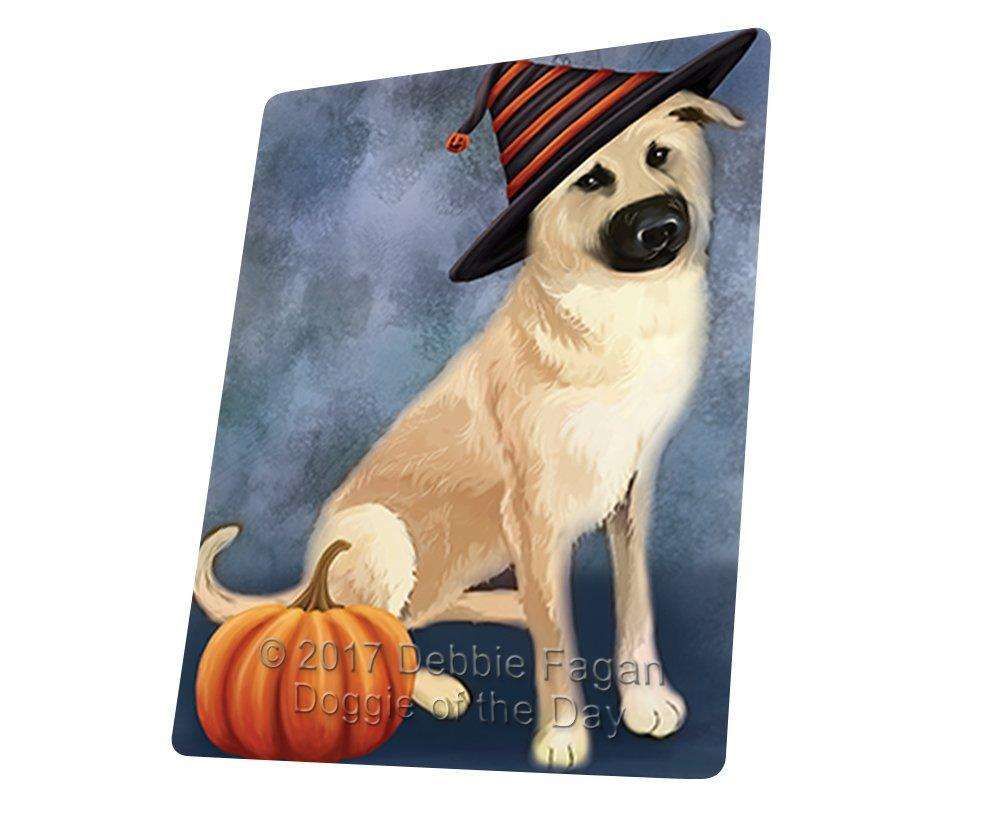 Happy Halloween Chinook Dog Wearing Witch Hat With Pumpkin Art Portrait Print Woven Throw Sherpa Plush Fleece Blanket