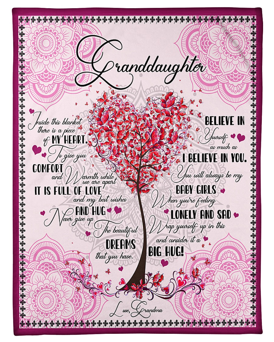 To My Granddaughter Fleece Blanket, It Is Full Of Love Tree Gift For Granddaughter From Grandma Birthday Gift Home Decor Bedding Couch Sofa Soft