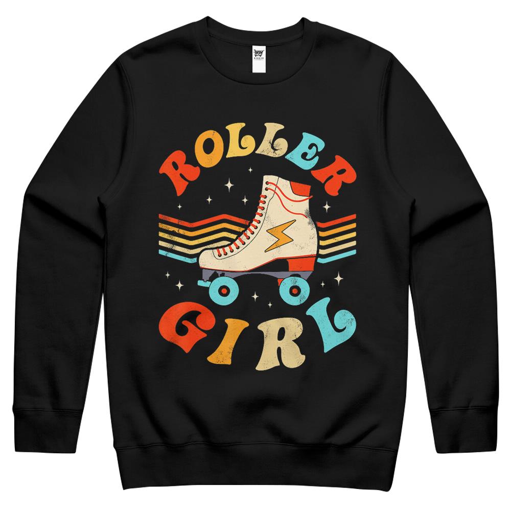 Roller Girl Skater Skating Retro Vintage 70S 80S Skates Gift Crewneck Sweatshirt