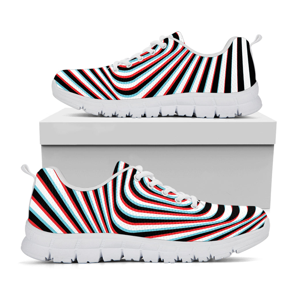 Anaglyph Optical Illusion Print White Sneakers