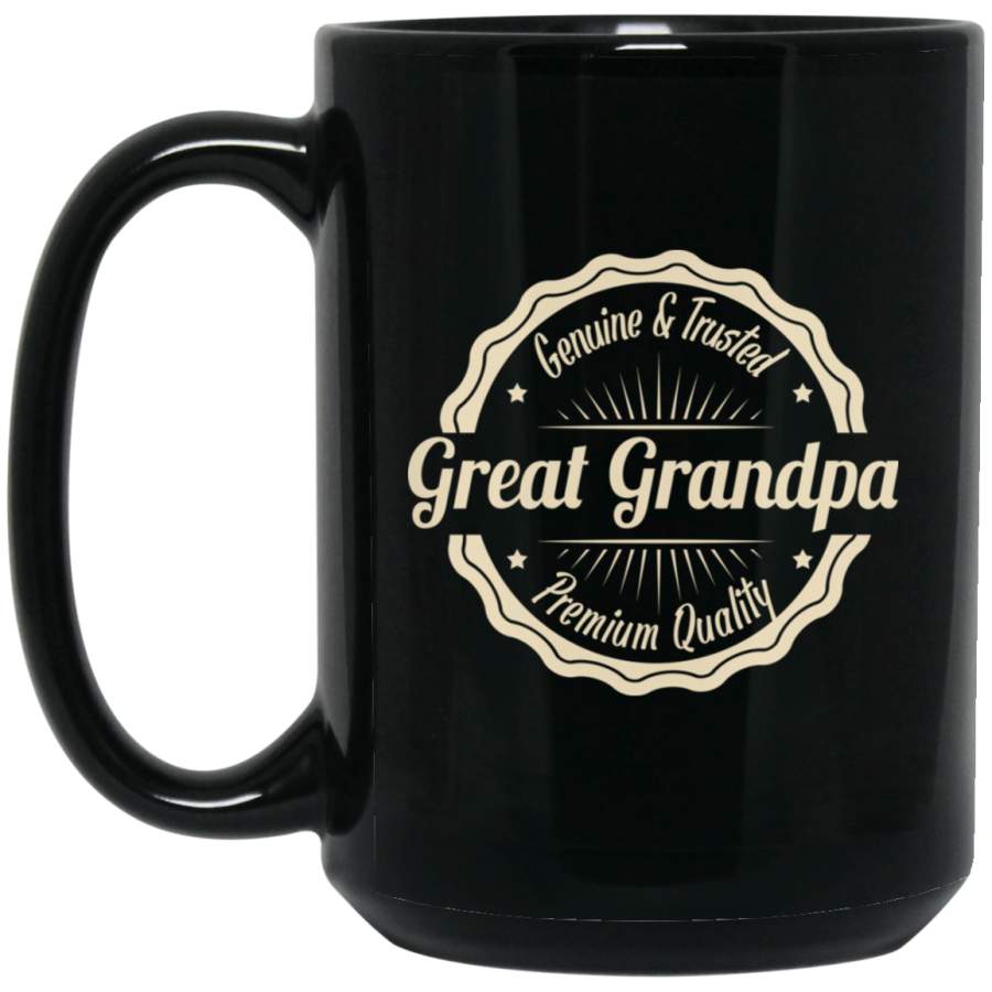 Vintage Grandfather Gift T-shirt Great Grandpa Genuine and Trusted 15 oz Black Mug