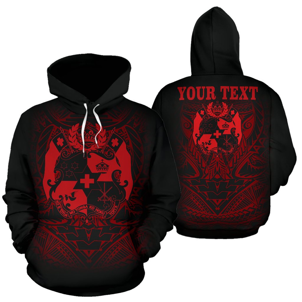 Tonga Polynesian ll Over Custom Personalised Hoodie – Red Tribal Pattern – BN12