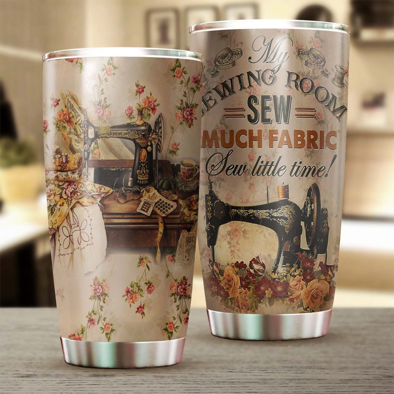 Sewing Machine Vintage Stainless Steel Tumbler- Sewing Tumbler -Birthday Gift – Gift For Women – Sewing Gift – Sewer Present