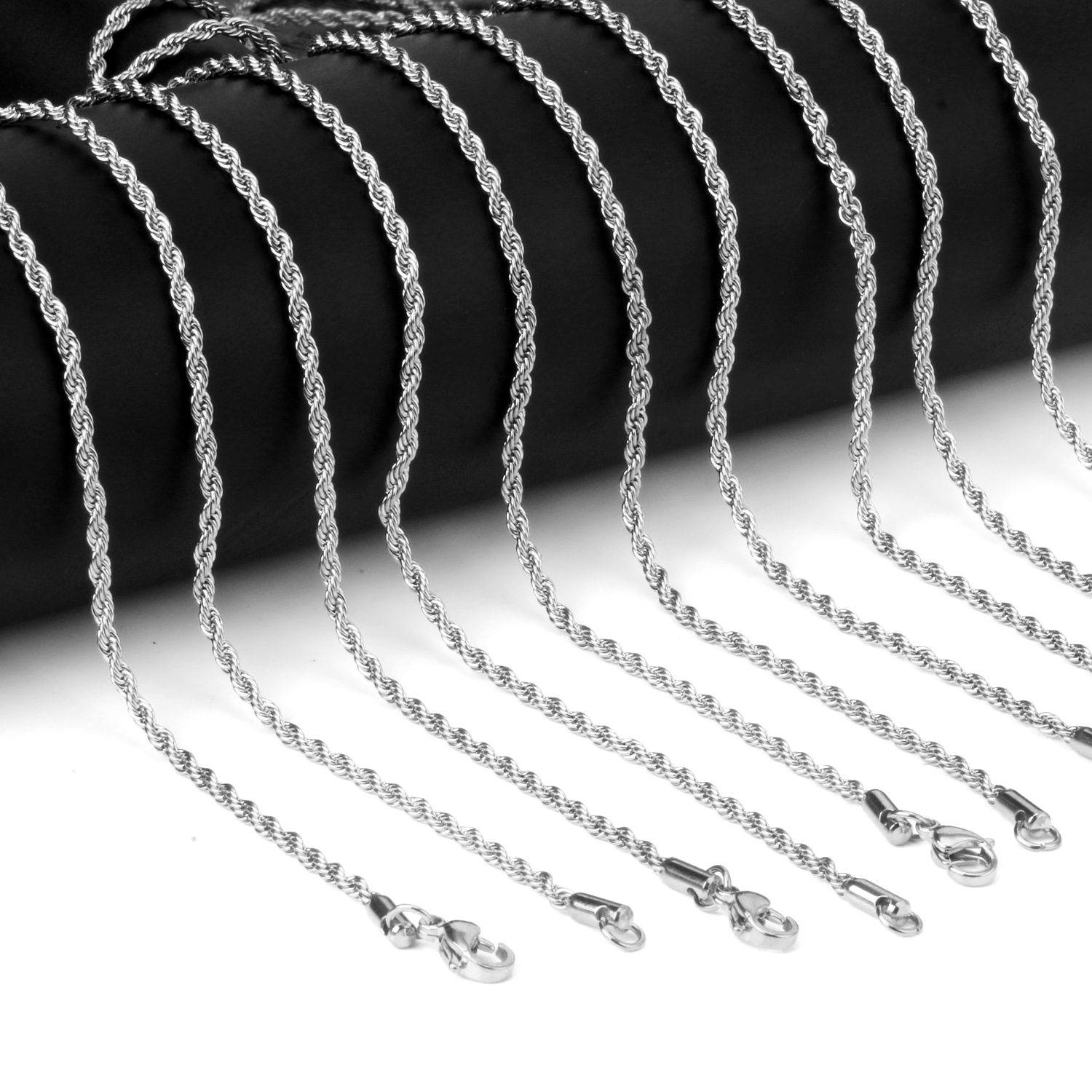 2mm Wide Cuban Chain Chain Necklace Men/Girls Stainless Steel Jewelry with Chain Gold Hip Hop Gothic Pure Necklace Wholesale alx