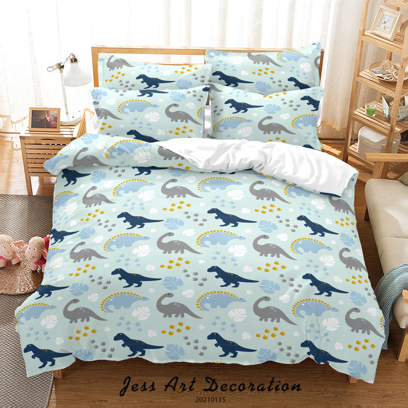 3D Hand Drawn Animal Dinosaur Quilt Cover Set Bedding Set Duvet Cover Pillowcases 45