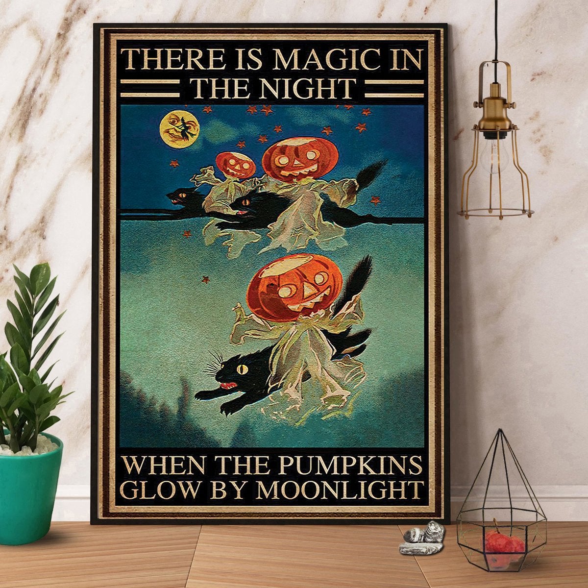 Black Cat Witch There Is Magic In The Night Halloween Canvas And Poster, Canvas Prints, My Poster Wall, Canvas Wall Art, Wall Decor Visual Art, Halloween Gift, Happy Halloween