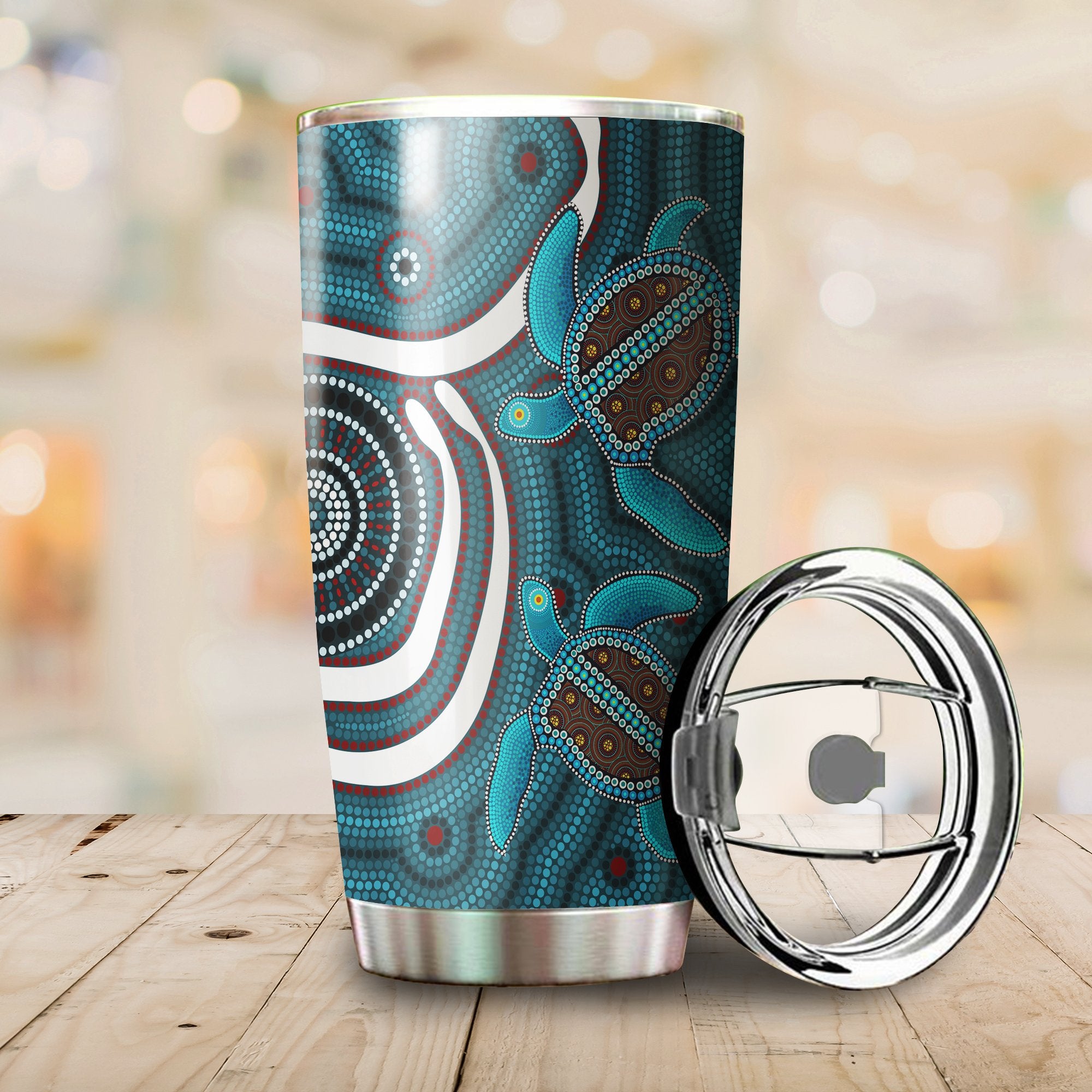 Aboriginal Decors Australian Gifts Blue Turtles Stainless Steel Tumbler 20Oz Tna01072105