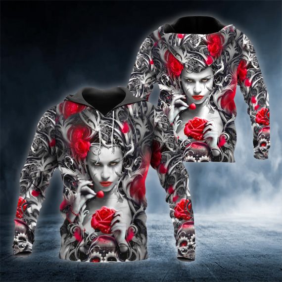 Beautiful Rose Queen Sugar Skull 3D All Over Printed Unisex Hoodie Us Size