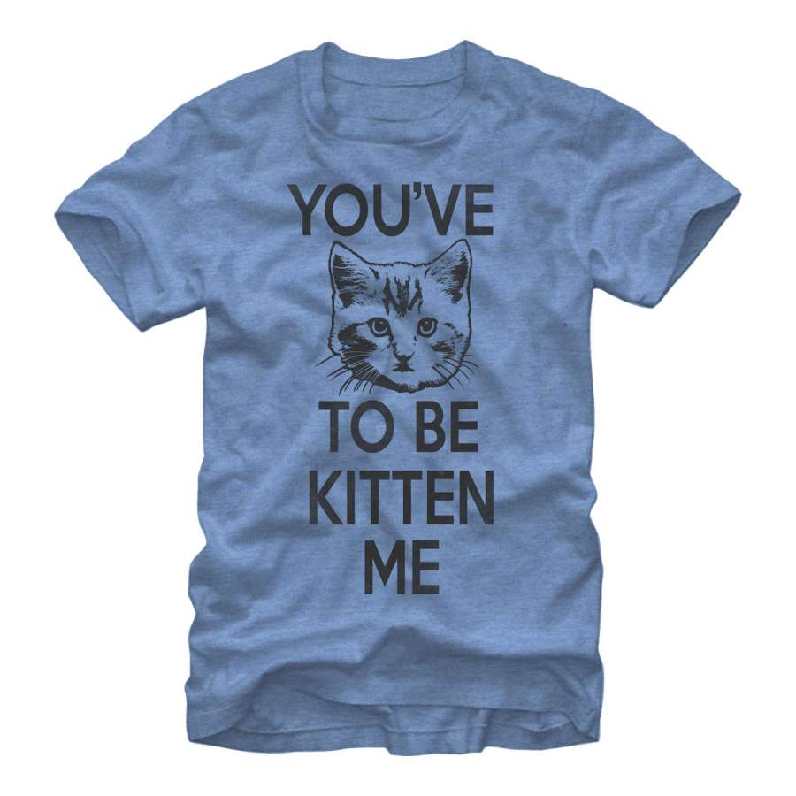 Lost Gods Men’s You’ve Cat to be Kitten Me  T Shirt Light Blue Heather