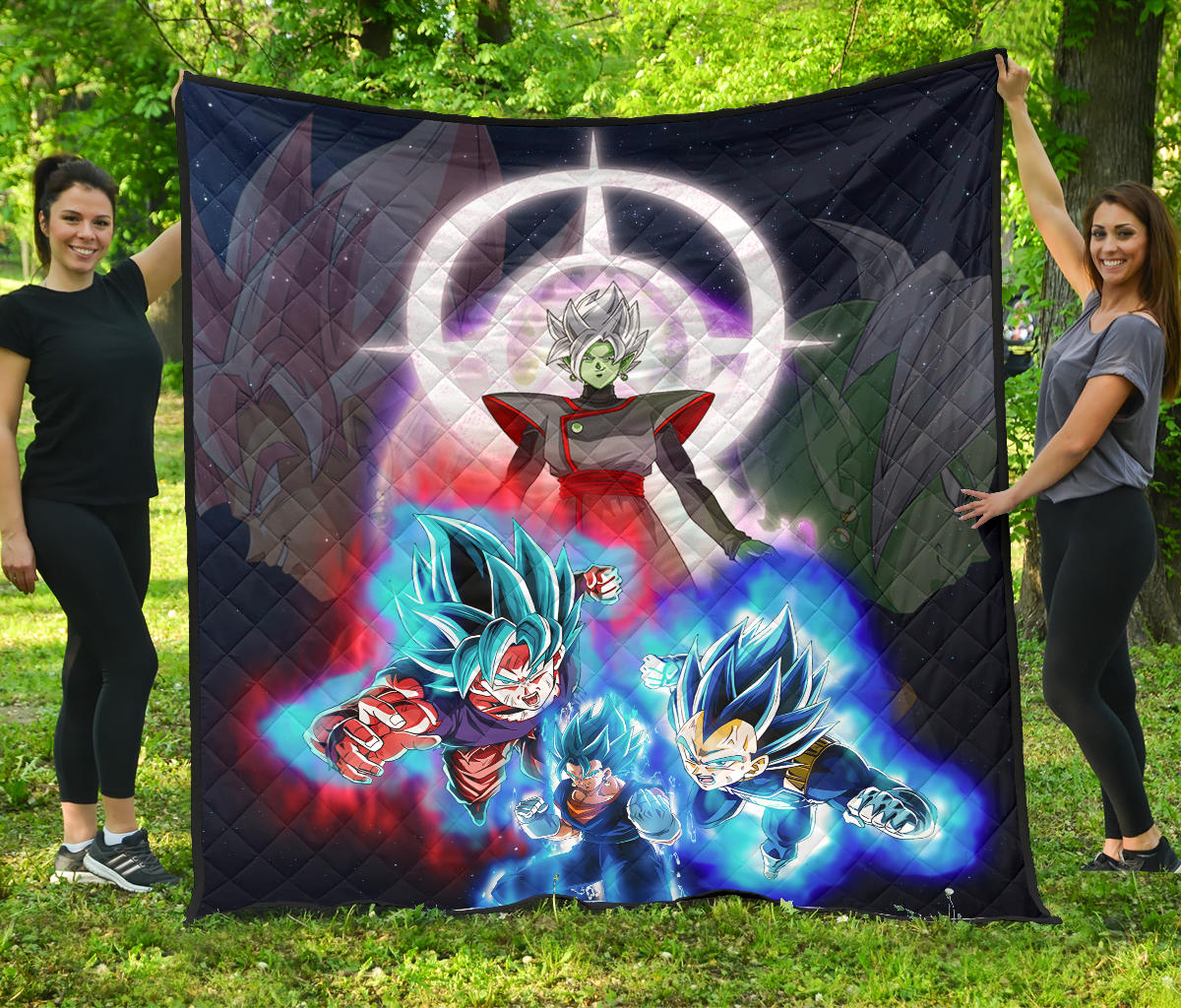 Dragon Ball Anime Premium Quilt – Db Super Saiyan Power Burst Vs Villains Fusao Zamasu Quilt Blanket