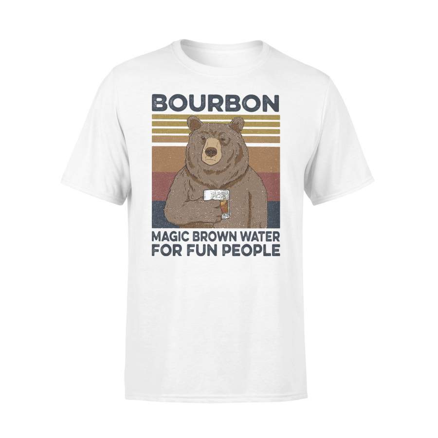 Bear Bourbon Magic Brown Water For Fun People Vintage Retro T-shirt