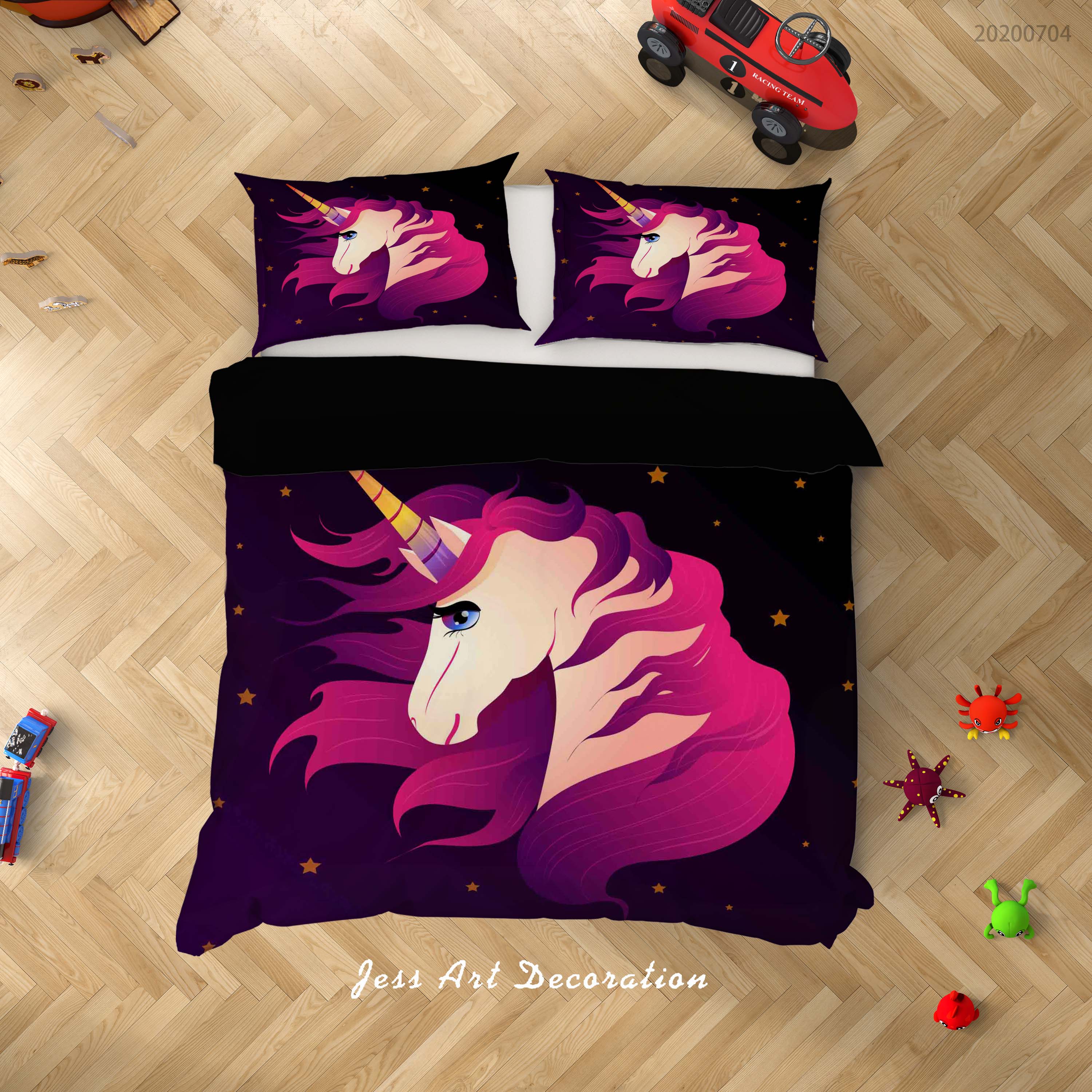 3D Black Unicorn Quilt Cover Set Bedding Set Duvet Cover Pillowcases Sf247