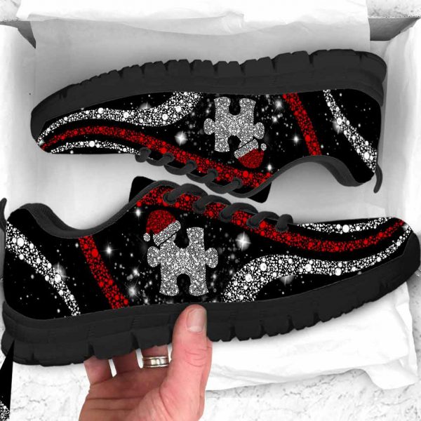 Puzzle Christmas Hat Autism Awareness Shoes Men/Women Running Sneaker Shoes Autism Awareness Gift Idea Ht