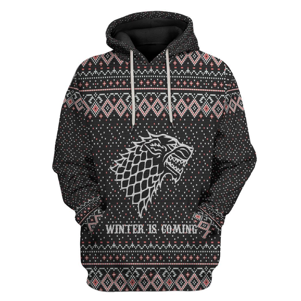 Casespring 3D Winter Is Coming Ugly Sweater Custom Hoodie Apparel