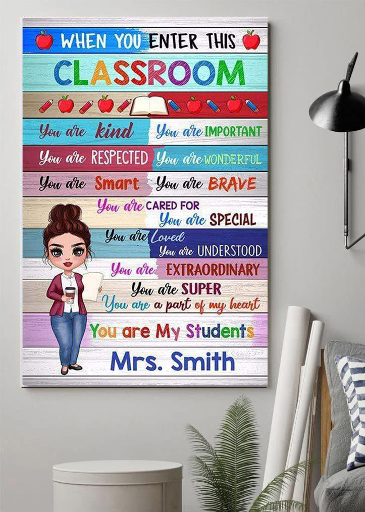 Doll Teacher Wood Texture Classroom Personalized Poster - WoodworkingCore