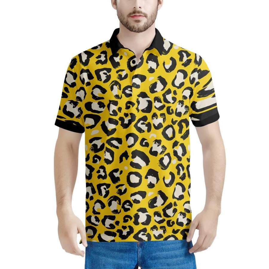 Yellow Leopard Men’s Polo Shirts