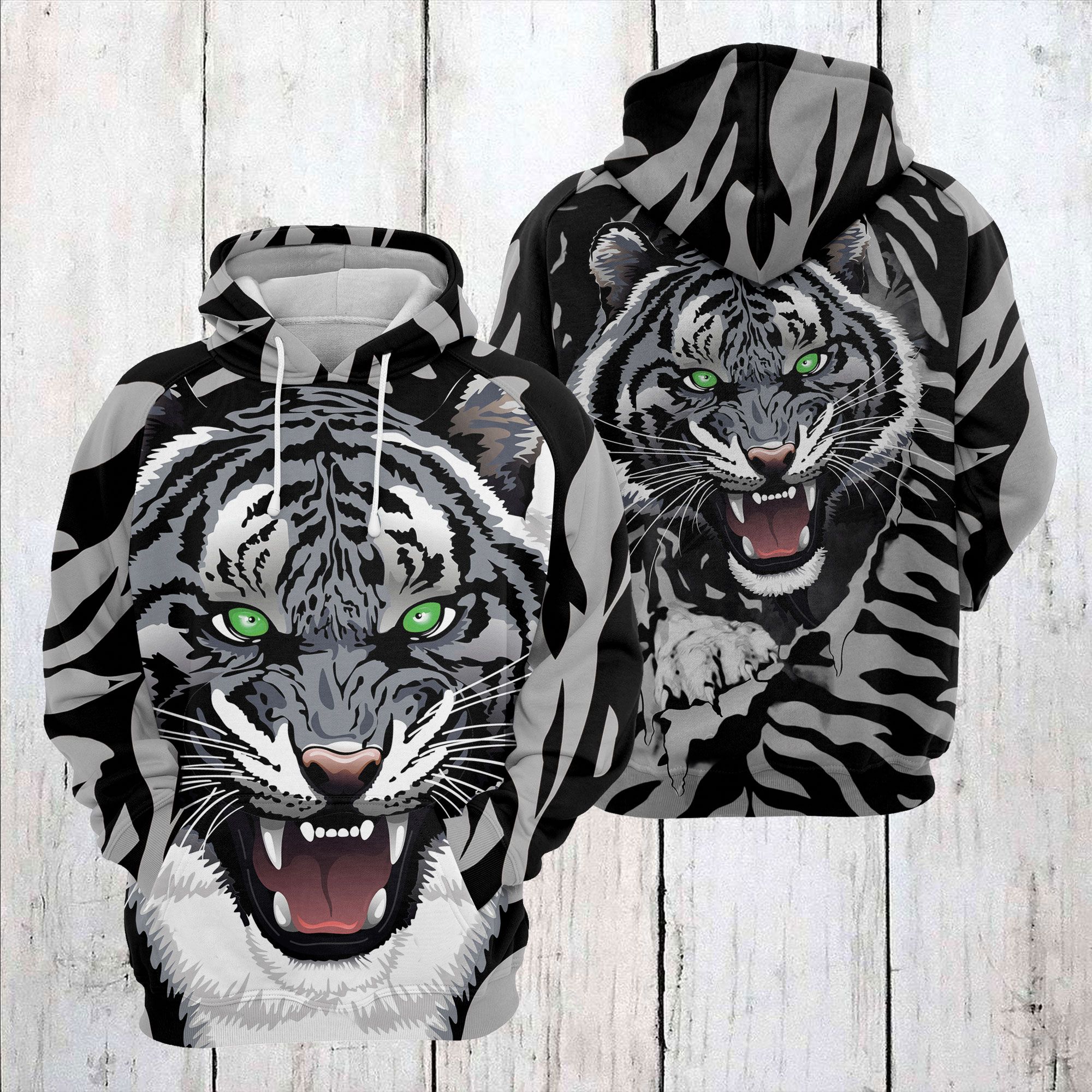 White Tiger Scratch TY1712 – All Over Print Unisex Hoodie