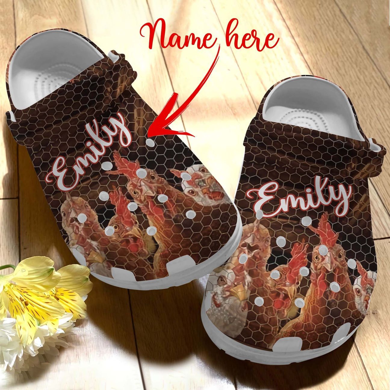 Chicken Personalized Personalize Clog, Custom Name, Text, Fashion Style For Women, Men, Kid, Print 3D Chicken Net