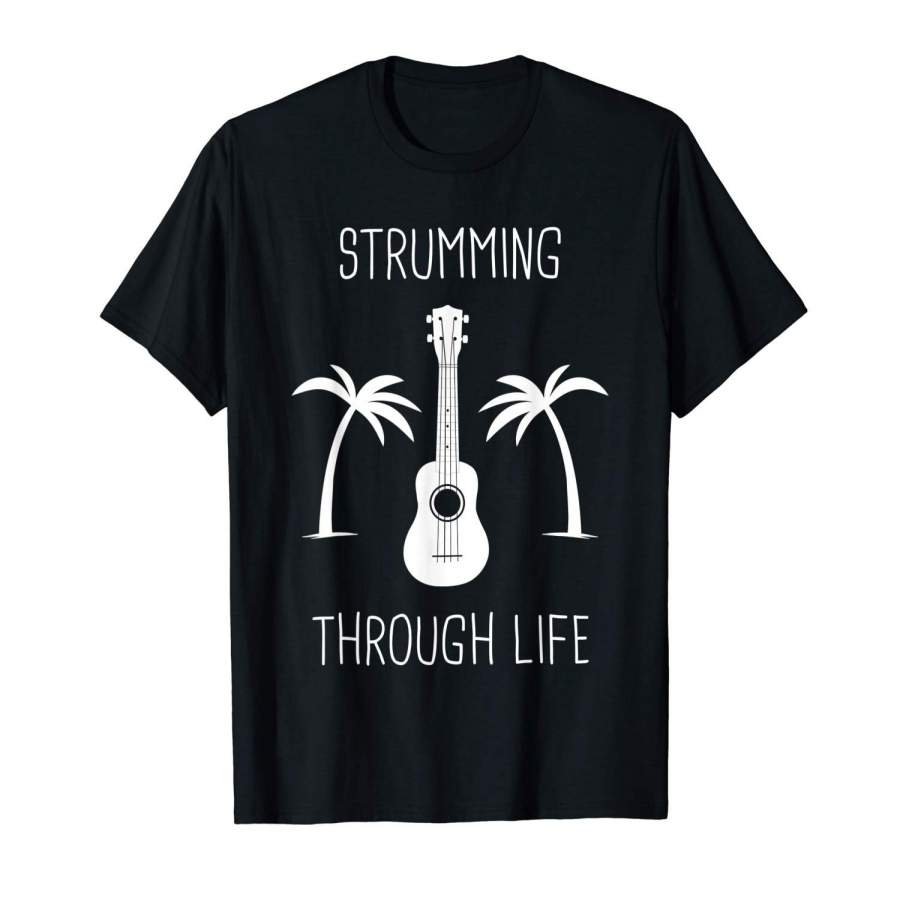 Strumming Through Life | Chill Ukulele T-Shirt Men Casual T Shirt