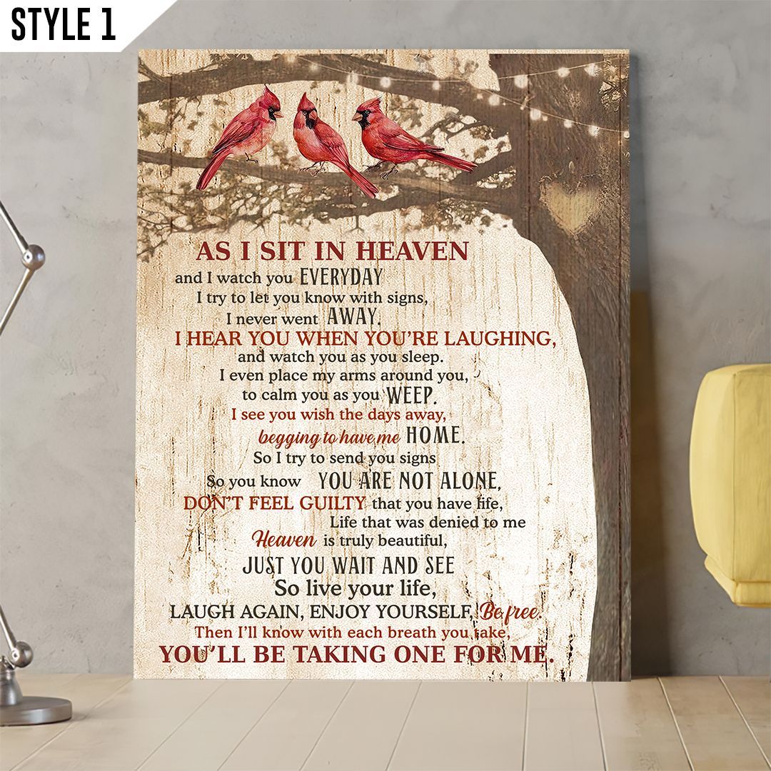 As I Sit In Heaven Cardinal Birds I See You Wish The Days Away Vertical Canvas Home Decor