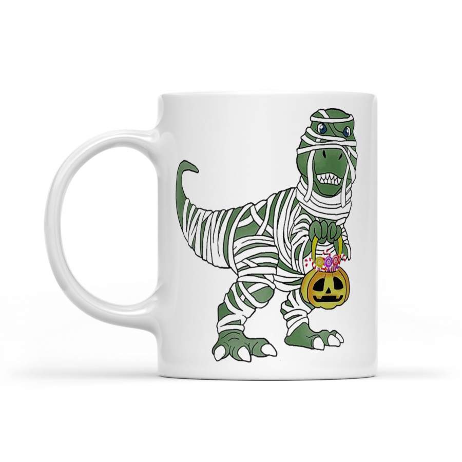 Dinosaur Mummies Halloween Candy – White Mug