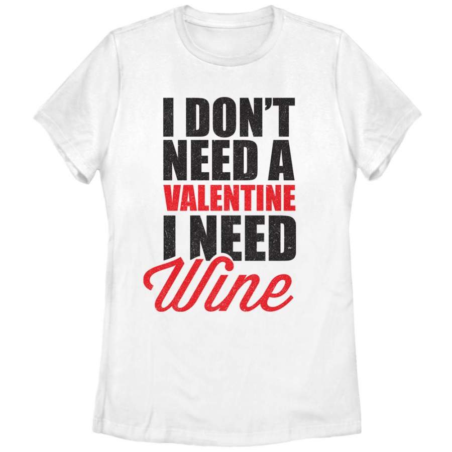 Lost Gods Women’s Valentine Need Wine  T Shirt White