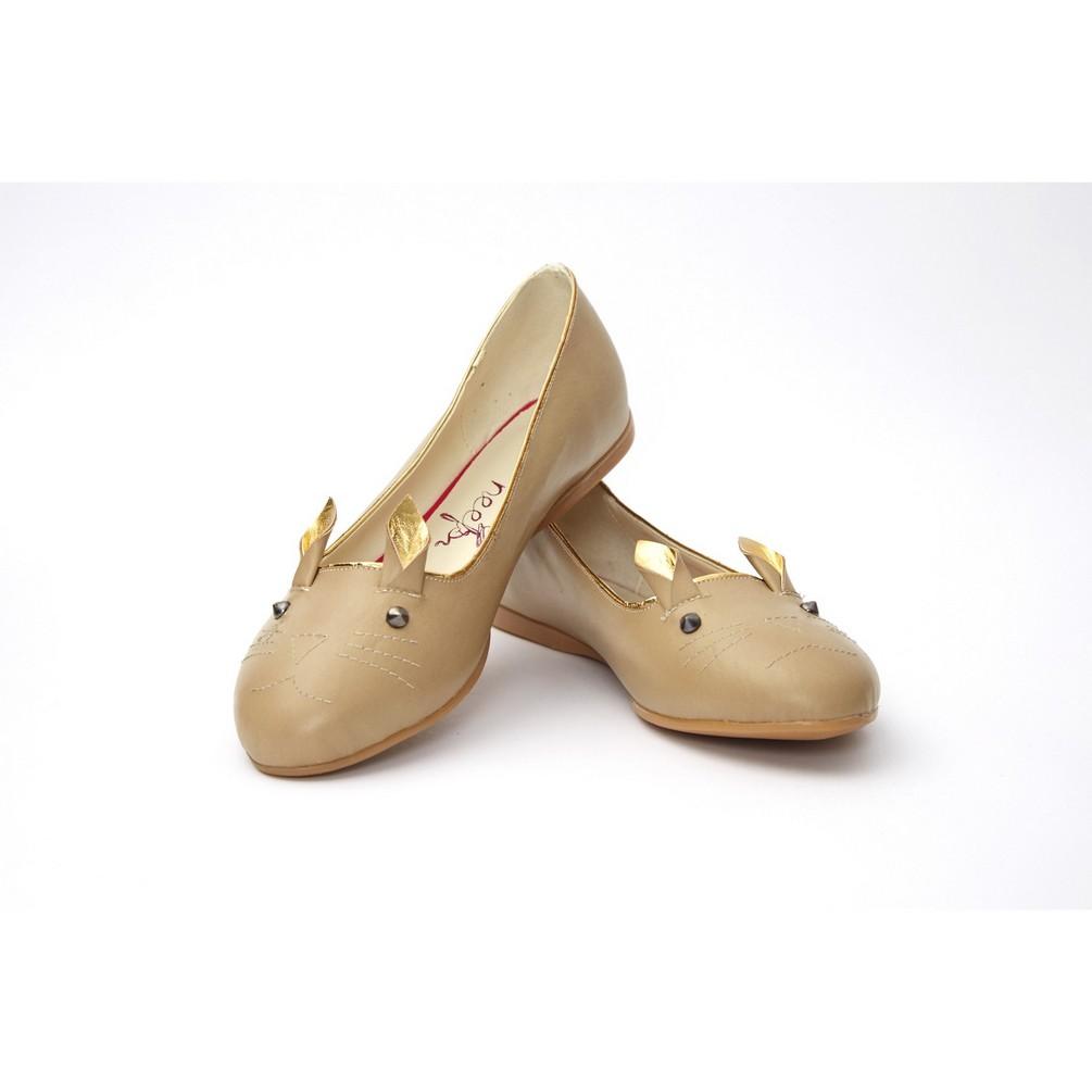 Beige Cat Ballerinas Shoes Nkb19