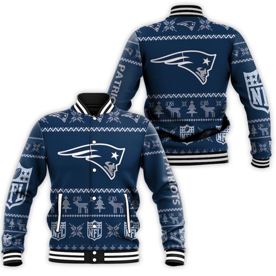 New England Patriots Christmas 3D Baseball Jacket For Men Women