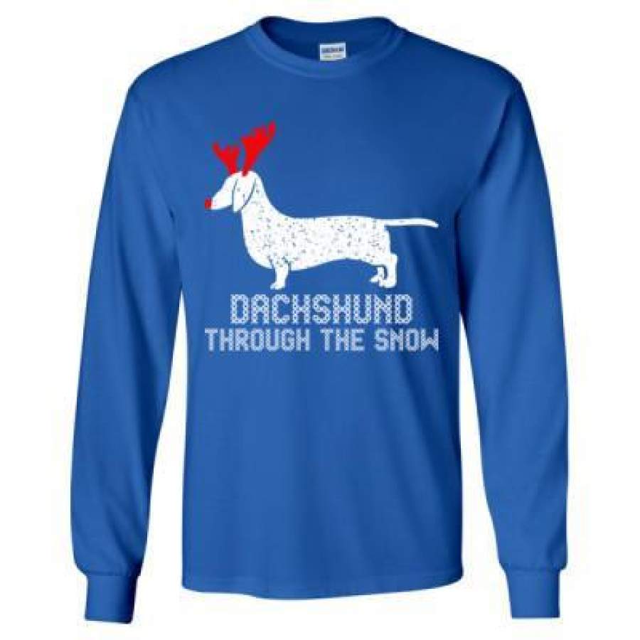 AGR Dachshund Through The Snow Xmas Ugly Sweater – Long Sleeve T-Shirt