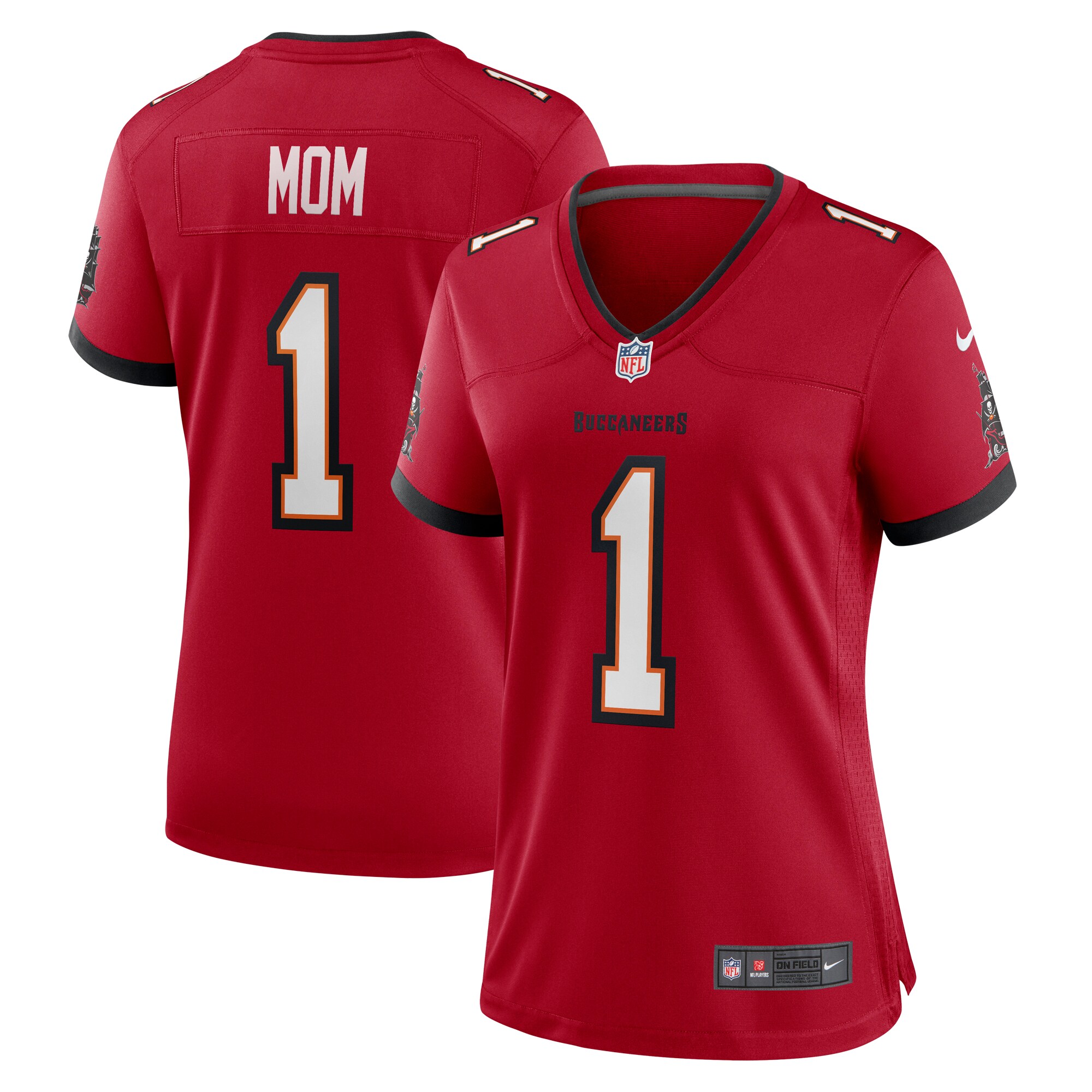 Number 1 Mom Tampa Bay Buccaneers Women's Game Jersey – Red