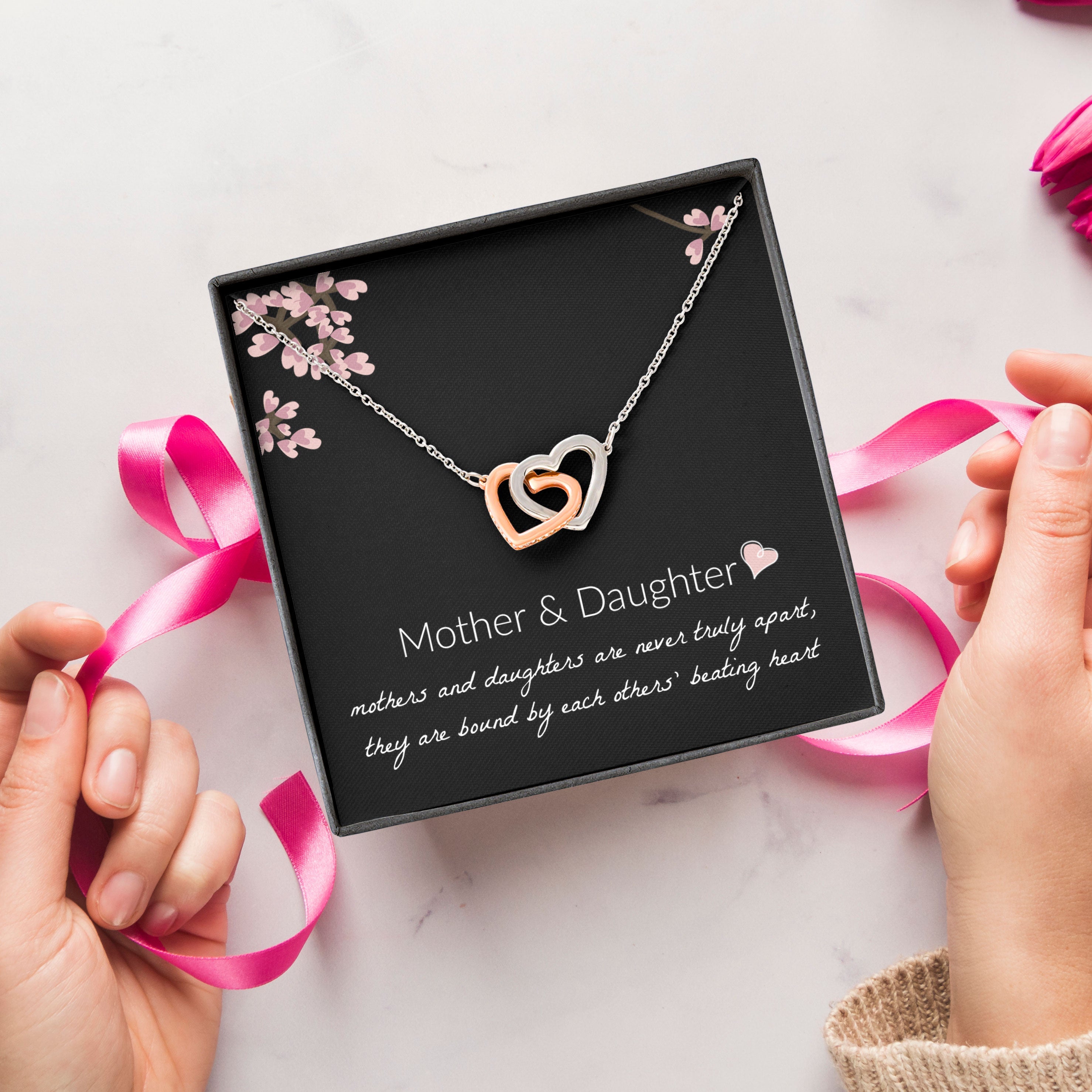 Mother And Daughter Necklace – Mother And Daughter Are Never Truly Apart, Gift For Mother And Daughter Interlocking Hearts Necklace – Xl051Y