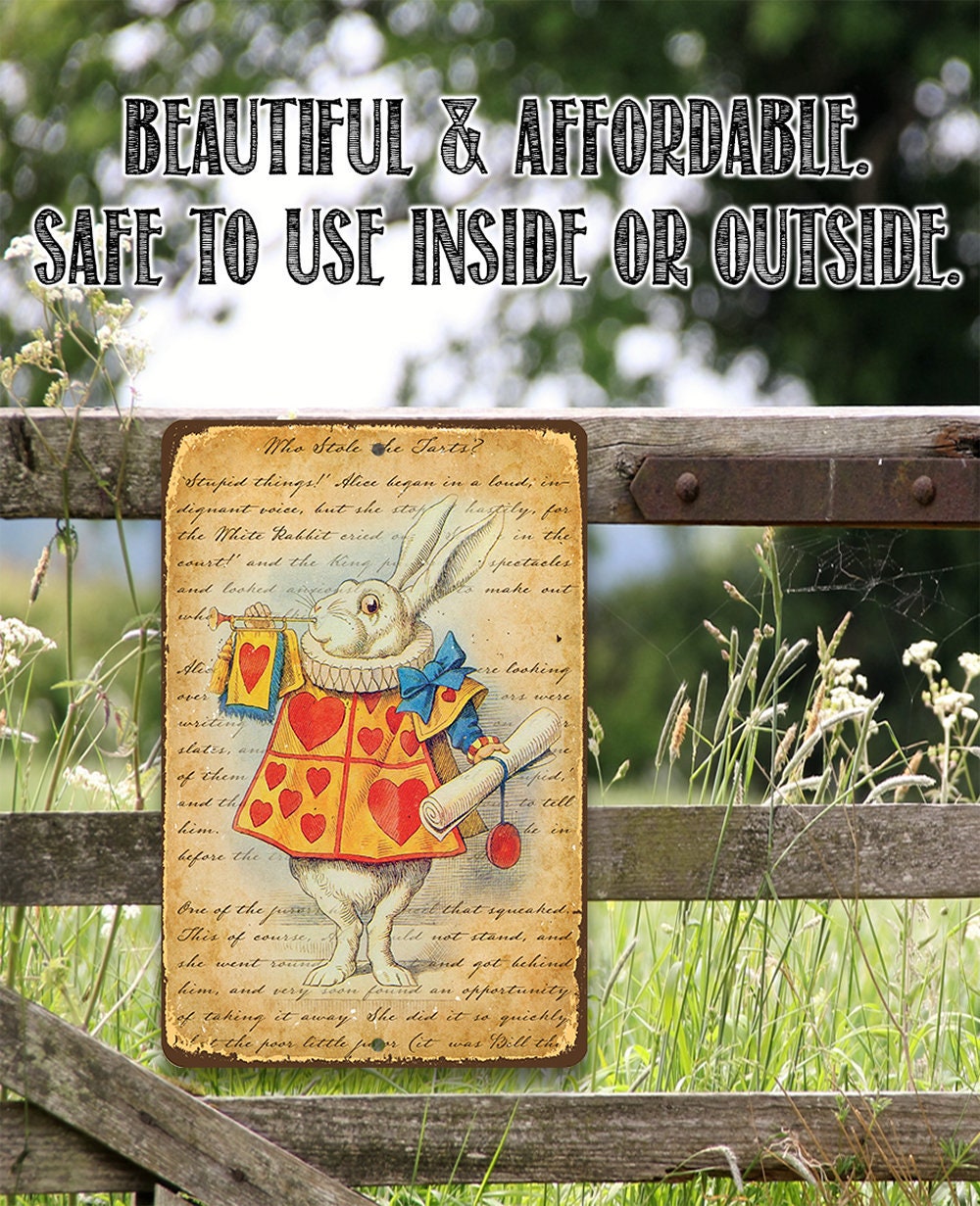 Alice in Wonderland – White Rabbit Dressed as Herald – Metal Sign – Choose 8″x12″ or 12″x18″ Use Indoor/Outdoor – Great Decor for Kid’s Room